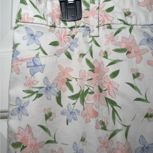 Calvin Klein Floral Cotton Twill Pants Size 12 Blue Pink Soft - Picture 4 of 7